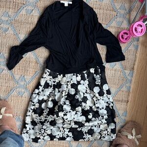 Diane Von Furstenberg Black and White Floral Mini Dress